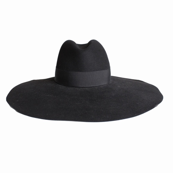 Saint Laurent Hat Wide Brim Oversized Black Rabbit Fur Felt Hedi Slimane Size 56 main image 15